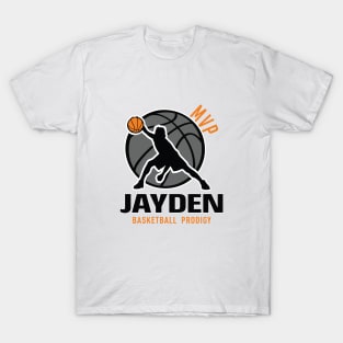 Jayden MVP Custom Player Basketball Prodigy Your Name T-Shirt